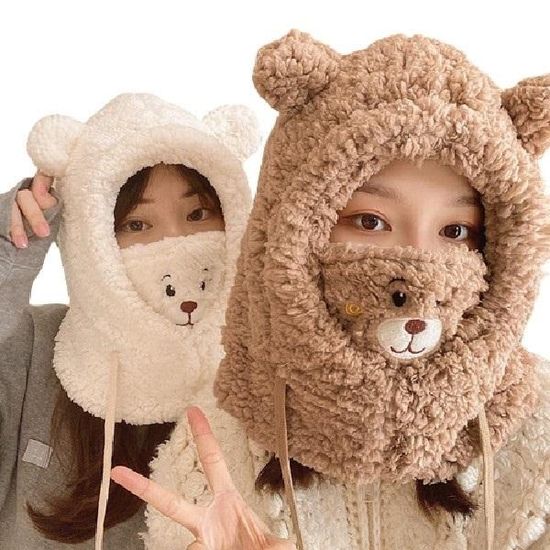 곰돌이 바라클라바 곰돌이 겨울모자 베어 후드머플러