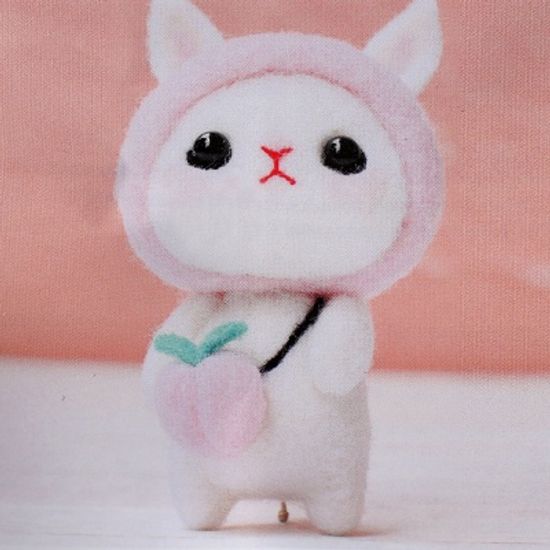 DIY 동물친구 양모펠트 키트(복숭아토끼) 니들펠트