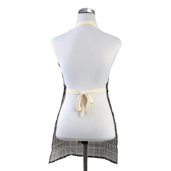 모던체크 린넨 앞치마(블랙) 공방 주방앞치마