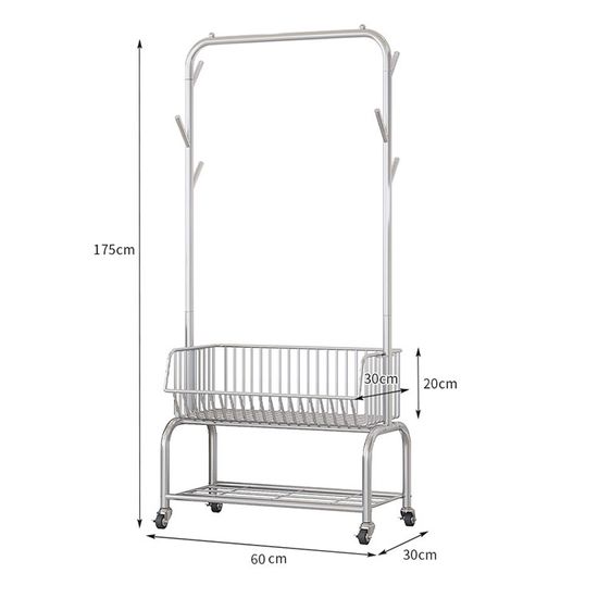 2칸 이동식 행거 스탠드 옷걸이 옷장 선반 철제 헹거