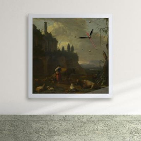 px002-명화28-아브라함베게인_페허곁에있는농부액자벽시계_디자인액자시계