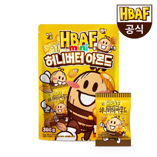 바프 미니 아몬드 20g 15봉 허니버터 와사비 군옥수수