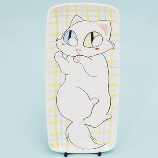 유키 체크 직사각 접시