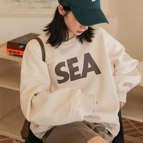 루즈핏 레터링 기모 맨투맨 티 기본 베이직 맨투맨