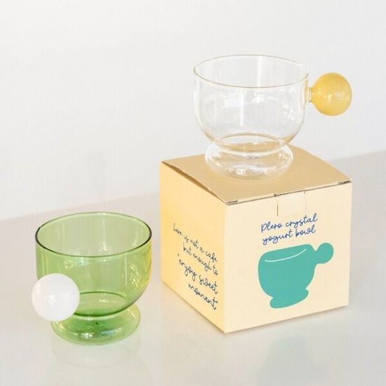 유리구슬 손잡이 글라스 요거트볼 2colors