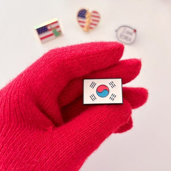 태극기 미국 한국 국기 금속 뱃지