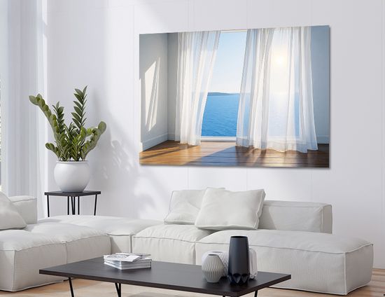바다 풍경 커튼 창문 액자 인테리어 그림 거실 여름