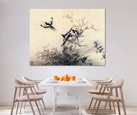 김홍도 매화 꽃 까치 그림 민화 풍수 인테리어 한국화