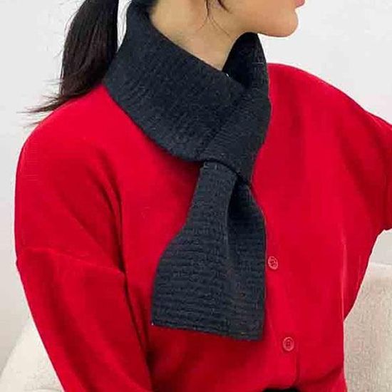 [애슬릿]와플 니트 고리 끼우는 미니 쁘띠 목도리