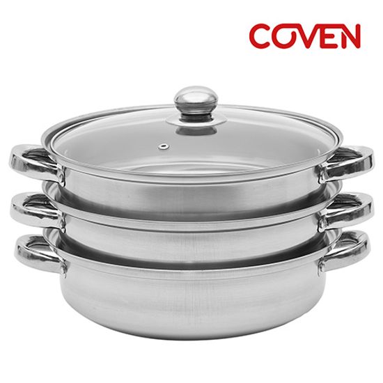코벤 스텐레스 3단 찜 전골 멀티 냄비 COV-03SS