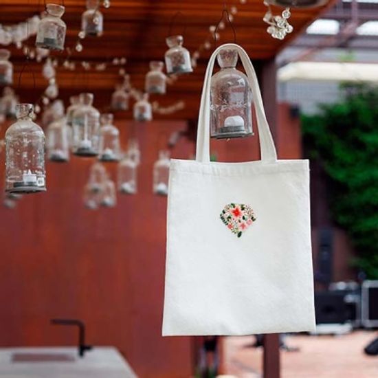 프랑스자수 패키지 DIY 꽃다이아몬드 에코백 화이트