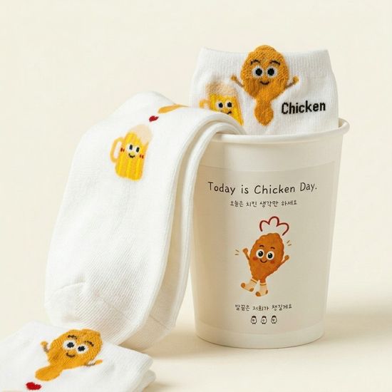 치킨 양말 복날 치맥데이 선물 세트 응원 메시지 컵 