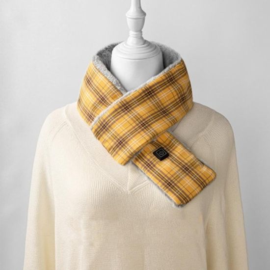 겨울 야외 실내 필수품 충전식 발열 체크무늬 목도리