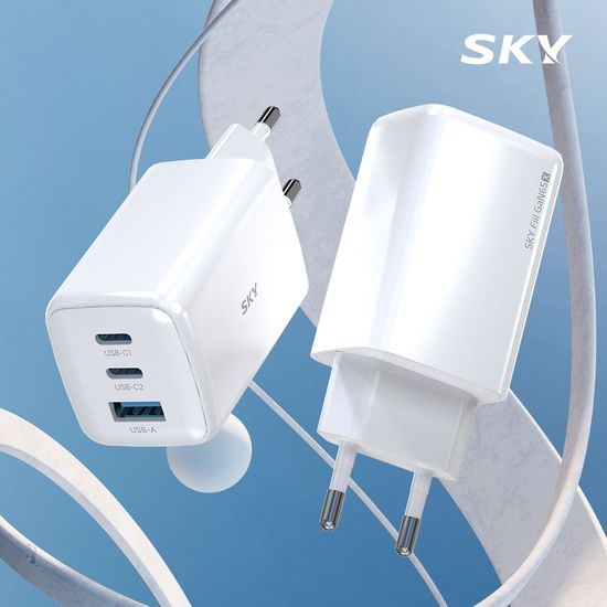 스카이 필 GaN 65X 65W 3포트 초고속충전기+C-C케이블
