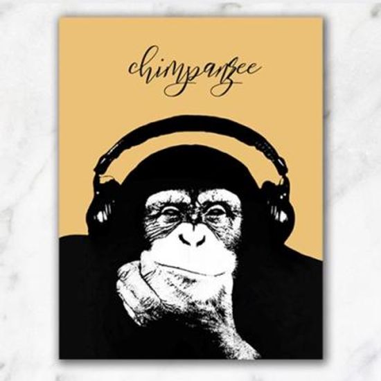베이지 헤드셋 침팬지 팝아트 인테리어액자2