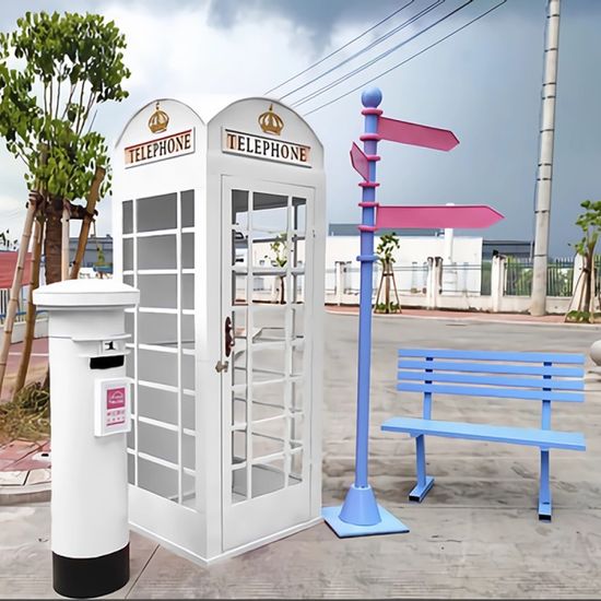대형 인테리어 공중전화 부스 5종세트(화이트+스카이)