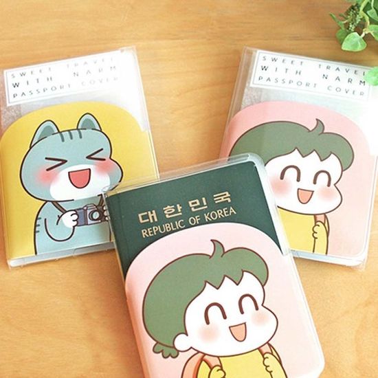나의 여행에 작은 포인트 낢이야기 투명 여권 커버[W9