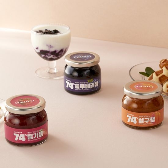 JAMMINT 74% 과일잼 3종(딸기, 살구, 블루베리) 3병