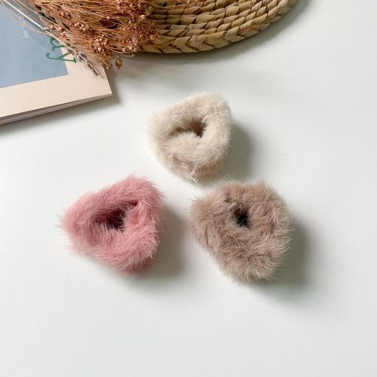 반묶음 미니 삼각 보송 헤어 집게핀 반묶음핀