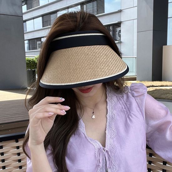 B-190 투톤 밀짚 라피아 자외선 햇빛차단 썬캡