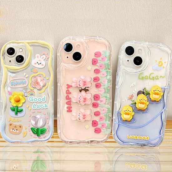 아이폰 14 13 12 프로 맥스 레진 캐릭터 물결 케이스