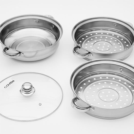 코벤 스텐레스 3단 찜 전골 멀티 냄비 COV-03SS