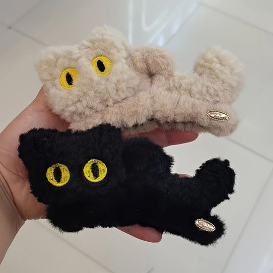 고양이 헤어집게핀 올림머리 집게핀 헤어핀 반묶음