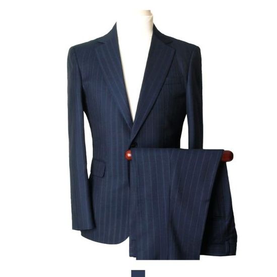 남자 세미 정장 네이비 슈트 세트 스트라이프 스판