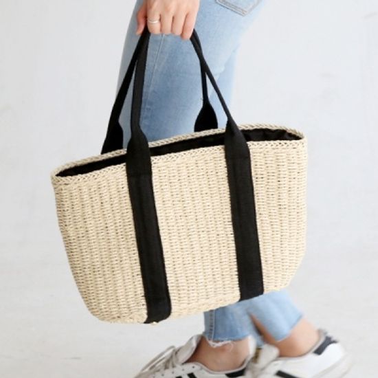A-25 모던 토트백 베이지 왕골가방/비치백/라탄백