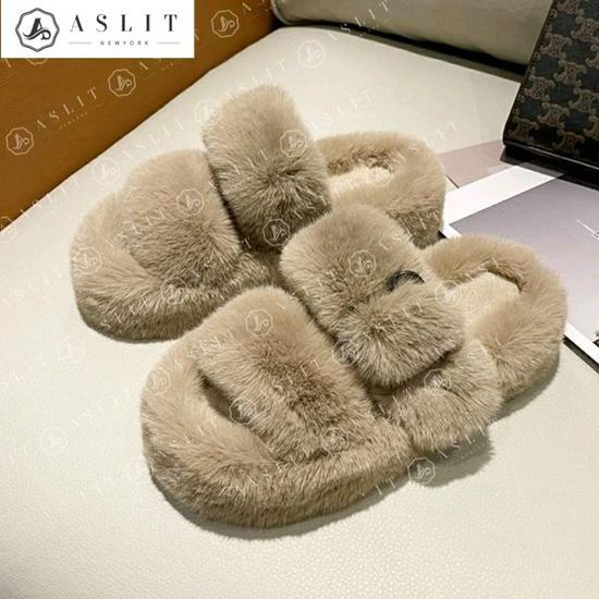 [애슬릿]여성 겨울 퍼 뮬 털 블로퍼 털 슬리퍼
