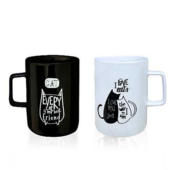 블랙 화이트 고양이 머그컵(2P세트)(WDB1FAD)
