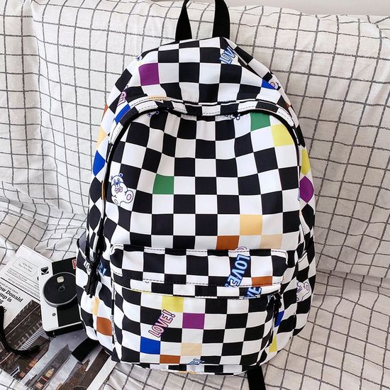 체크 패턴 예쁜 백팩 여학생 책가방 코디(WB09C9D)