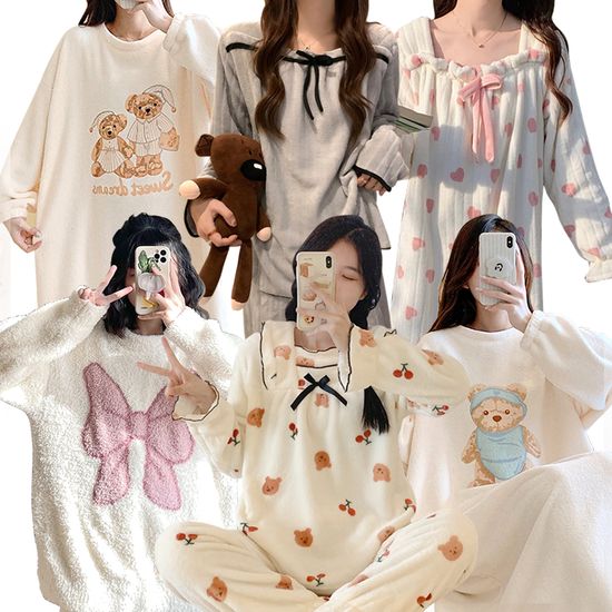 [꿀잠템] 겨울 극세사 잠옷세트 원피스 홈웨어 모음