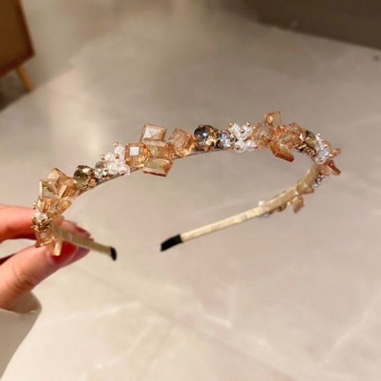 예쁜 크리스탈 스톤 펄 진주 헤어밴드 장원영 머리띠