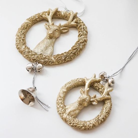 크리스마스 골드 사슴 오너먼트 트리 장식 2size