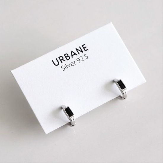 (Silver925) Rectangle onyx earring(WDC8EB4)