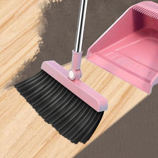 회전식 빗자루 쓰레받기세트 핑크 스탠딩 청소솔 P259