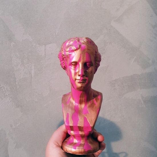 마블링 아트 소형 미니 석고상화분 20cm내외+리본2개