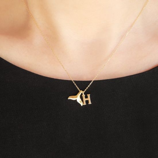 [선물포장] 행운의 고래꼬리 이니셜 옐로우 목걸이