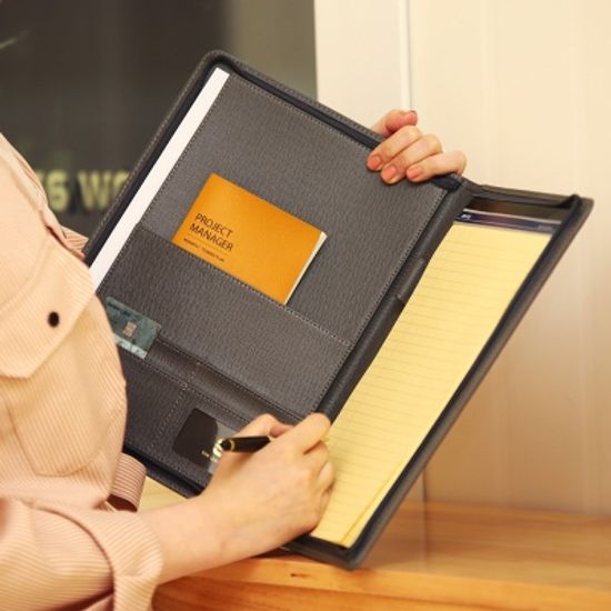 고급형 A4 가죽 레포트패드 지퍼형+메모패드증정