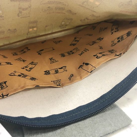 쿠스구루 네코마루케 사각 파우치 세트 그레이 블루