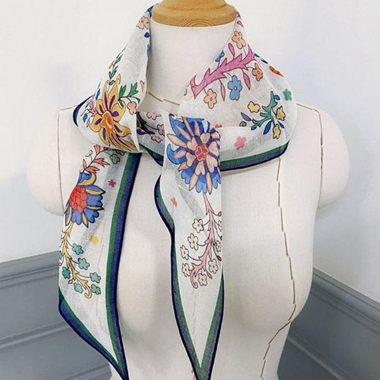 [애슬릿]패턴 실크 린넨 미니 쁘띠 마름모 스카프