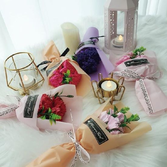 카네이션 비누꽃다발 / 3송이+포장+플라워박스 어버이