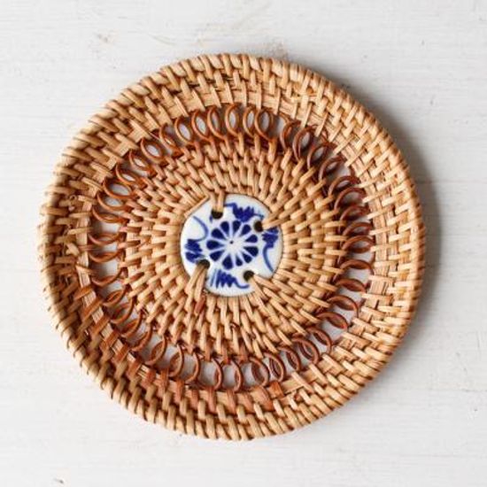 라탄 컵받침 - 세라믹짜임