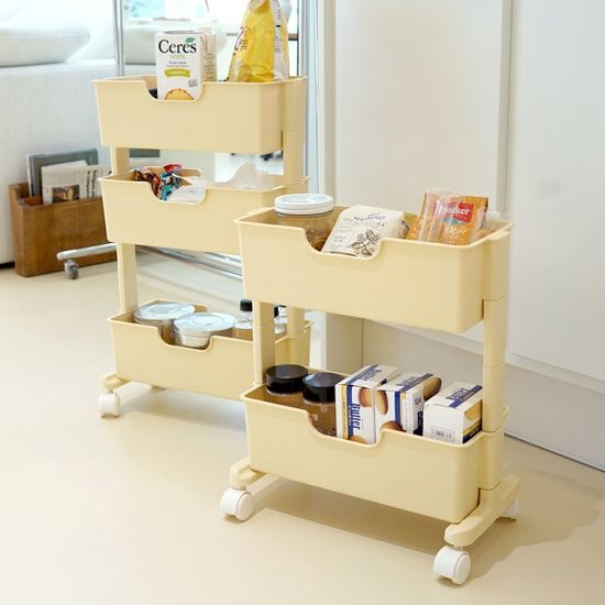 국내생산 로만 슬림 트롤리 3단 이동식 틈새선반