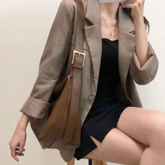 레더 숄더백 브라운 여자 가죽숄더백 (WC80426)