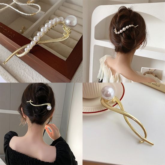 왕 미니 진주 집게핀 심플 포인트 헤어 머리핀 헤어핀