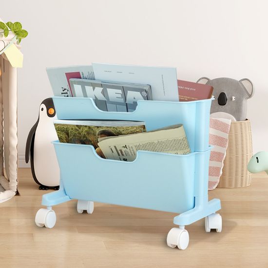 베이직 북트롤리 2단 공부방 이동식북카트 책꽂이