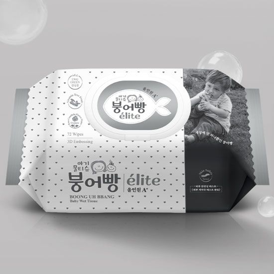 붕어빵 올인원 엘리트 A+고평량 물티슈 72매캡형X10팩