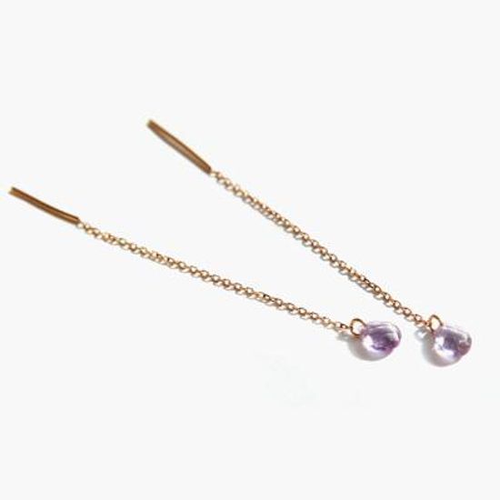 제이로렌 M02391 2월탄생석 자수정 체인 귀걸이